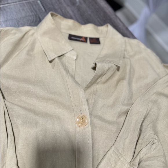 Women’s Ashley Steward beige plus size Linen blend two piece crop separates set - Picture 8 of 9